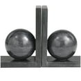 thumbnail image 4 of DecMode 6" Sleek Orb Geometric 12 lbs Black Marble Bookends with L- Shaped Bases (Set of 2), 4 of 7