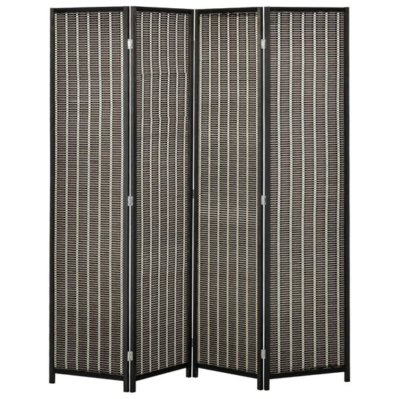 HOMCOM 4-Panel Folding Privacy Screen Room Divider Natural Bamboo Wood