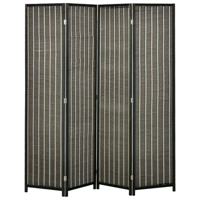 HOMCOM Paravent Pliant à 4 Panneaux Séparateur de Pièce Bois de Bambou Naturel