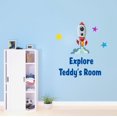 thumbnail image 2 of Custom Name Flying Rocket Launch Home decorWall Decal Decoration Explore Adventurous Space Cartoon Rocket Decorating Ideas for Child's Bedroom Size: 9 In(W) x 10 In(H), 2 of 5