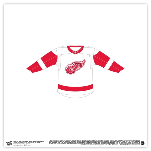 Gallery Pops NHL - Detroit Red Wings - Road Uniform Front Wall Art, Unframed Version, 12" x 12"