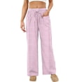 thumbnail image 6 of ylioge Womens Pajama Pants with Pockets and Drawstring Elastic Waist Casual Stripe Printed Breathable Straight Leg Loungewear Pajamas Bottoms Pant, 6 of 8