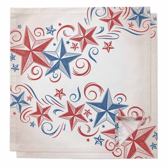 American Star Cloth Napkins, Blue Red Patriotic 4th of July Ombre Washable and Reusable Dinner Napkins Set of 2, Table Napkin for Kitchen Party Birthday Wedding Hotel Housewarming 20"x20"