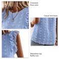 thumbnail image 4 of Camisa sin mangas con volantes de Color puro para mujer, camiseta sin mangas informal holgada elegante con cuello redondo para citas en el trabajo de oficina, 4 of 5