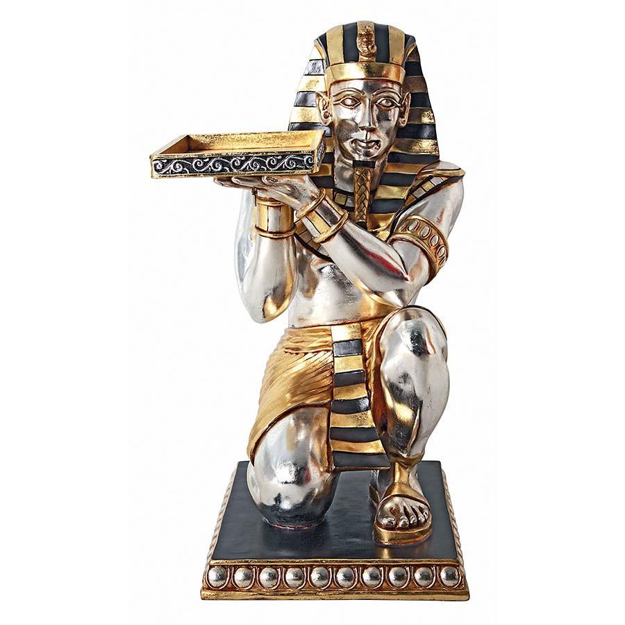 36.5"h Ancient Egyptian Pharaoh Kneeling Servant Statue Side Table