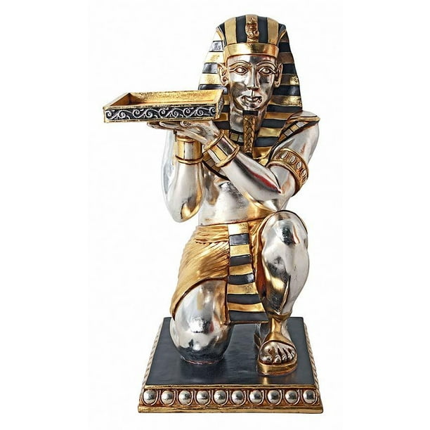36.5"h Ancient Egyptian Pharaoh Kneeling Servant Statue Side Table