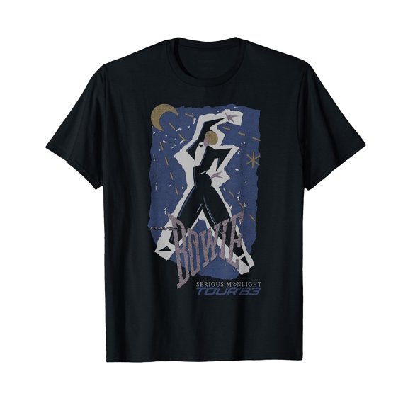 Retro Performer Graphic T-Shirt Featuring Stars and Moons for Music Lovers