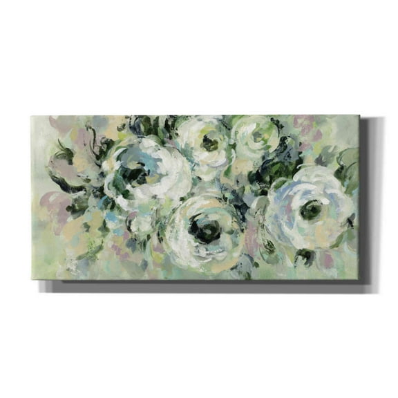 Epic Graffiti 'Sage and Lavender Peonies' by Silvia Vassileva, Canvas Wall Art, 24"x12"