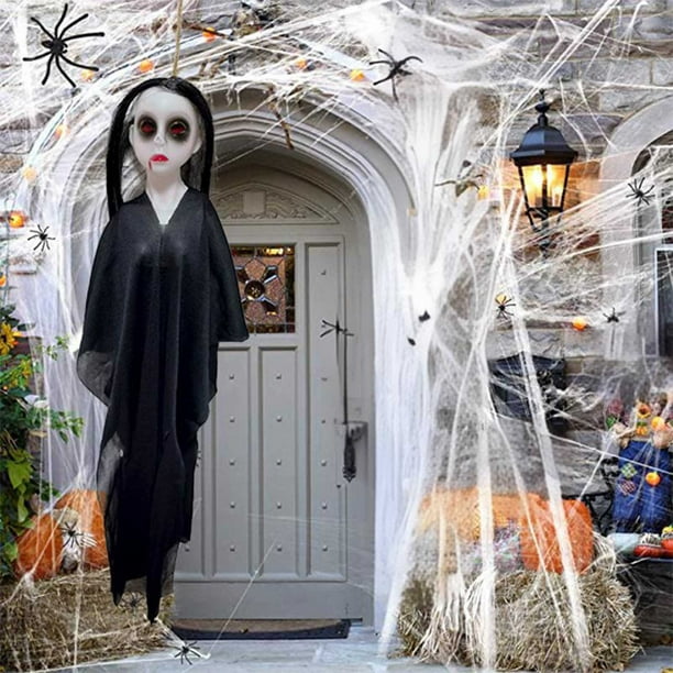 Xihbxyly Fantasma de Halloween, Decoración Colgante Blanca Aterradora, Decoración de Casa Embrujada Espeluznante, Ideal para Fiestas, Ambiente Embrujado, Fácil de Colocar En La Puerta o La Pared, Tam