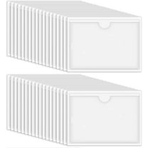 48 Pcs Self-Adhesive Index Card Pockets, Boriyuan Clear Plastic Label Holders Top Open for Loading Card Holder for Organizing, Storage Bins, Library and Locker ( 2.36 x 3.94 in)
