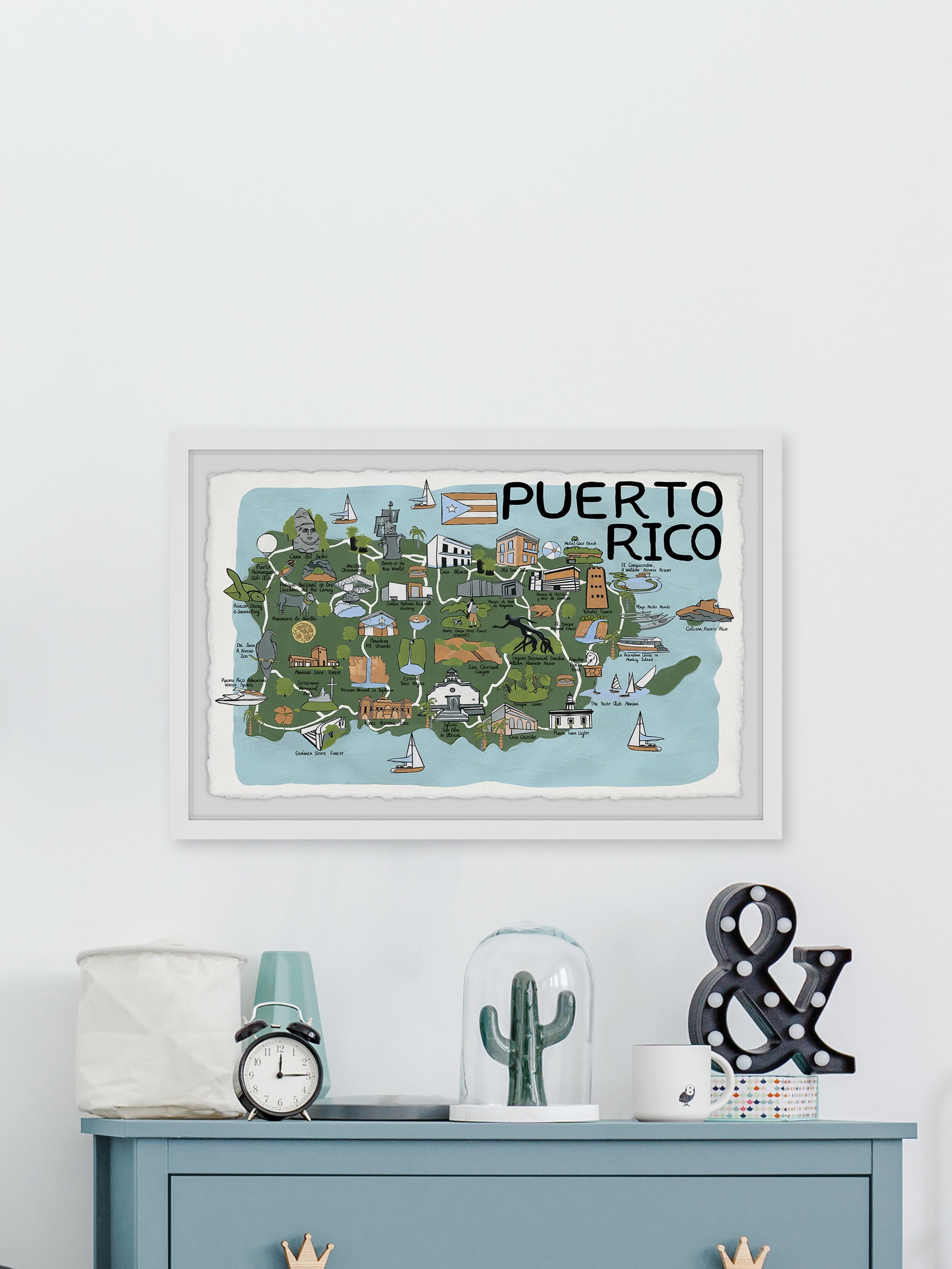 Marmont Hill Gold Puerto Rico Spots Framed Wall Art