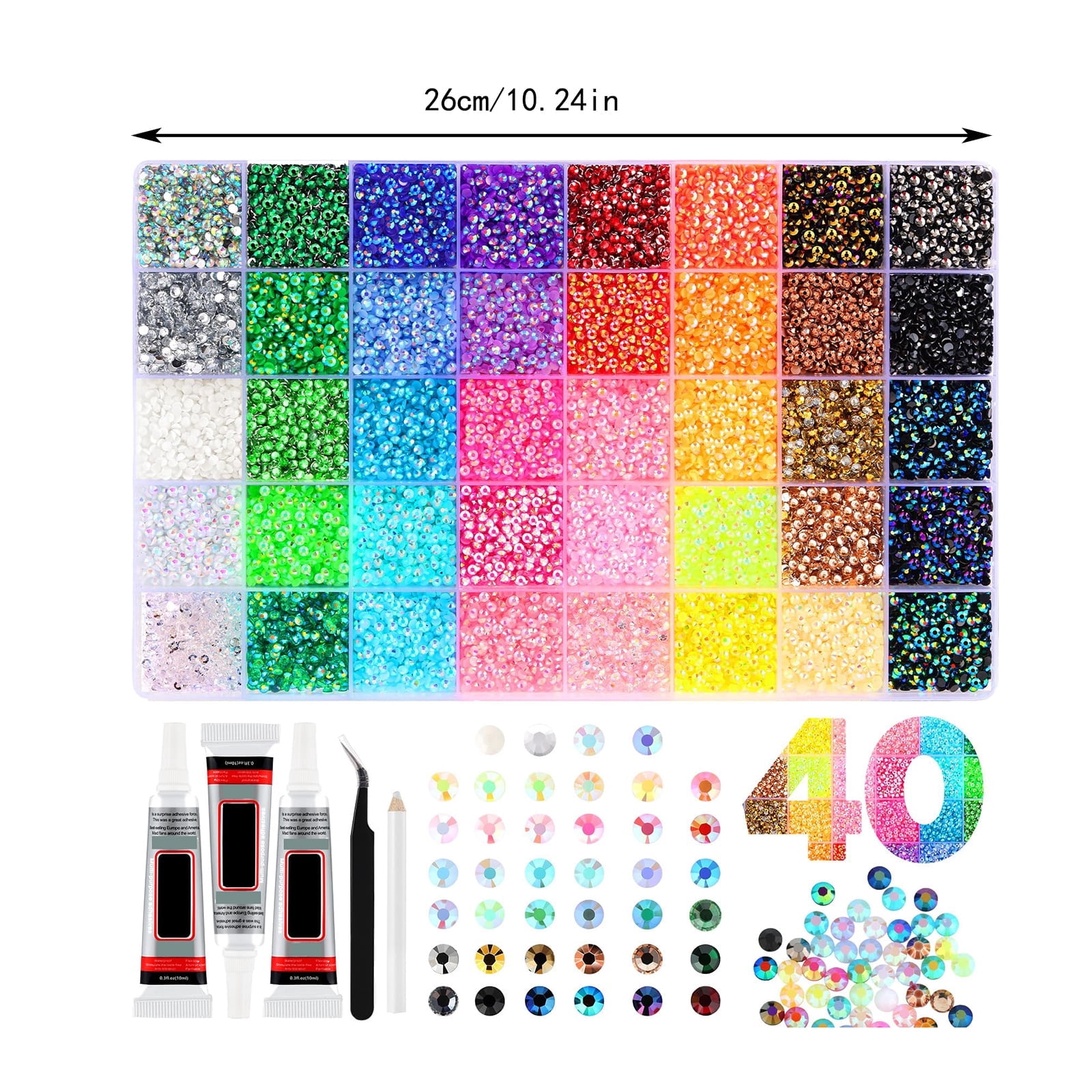 Bedazzling Kit,24 Color Resin Jelly Rhinestones ,3Mm Flatback Gems For Crafting,Rhinestones for Bedazzling With 3Pcs B7000 Glue For Clothing Shoes Nail Book Diamond Art
