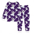thumbnail image 2 of Wuxian Boys Halloween Pajamas 2-Piece Pajamas Sleepwear Pjs Sets Long Sleeve Funny Jammies Print Comfort Nightwear,Purple,4-5 Years, 2 of 4
