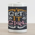 thumbnail image 2 of Girl Slogan Ceramic Toothbrush Holder, Get It Girl Text Splashes Strikes Waves Spirals Dark Backdrop Typographical, Decorative Versatile Countertop for Bathroom, 4.5" X 2.7", Multicolor, 2 of 4