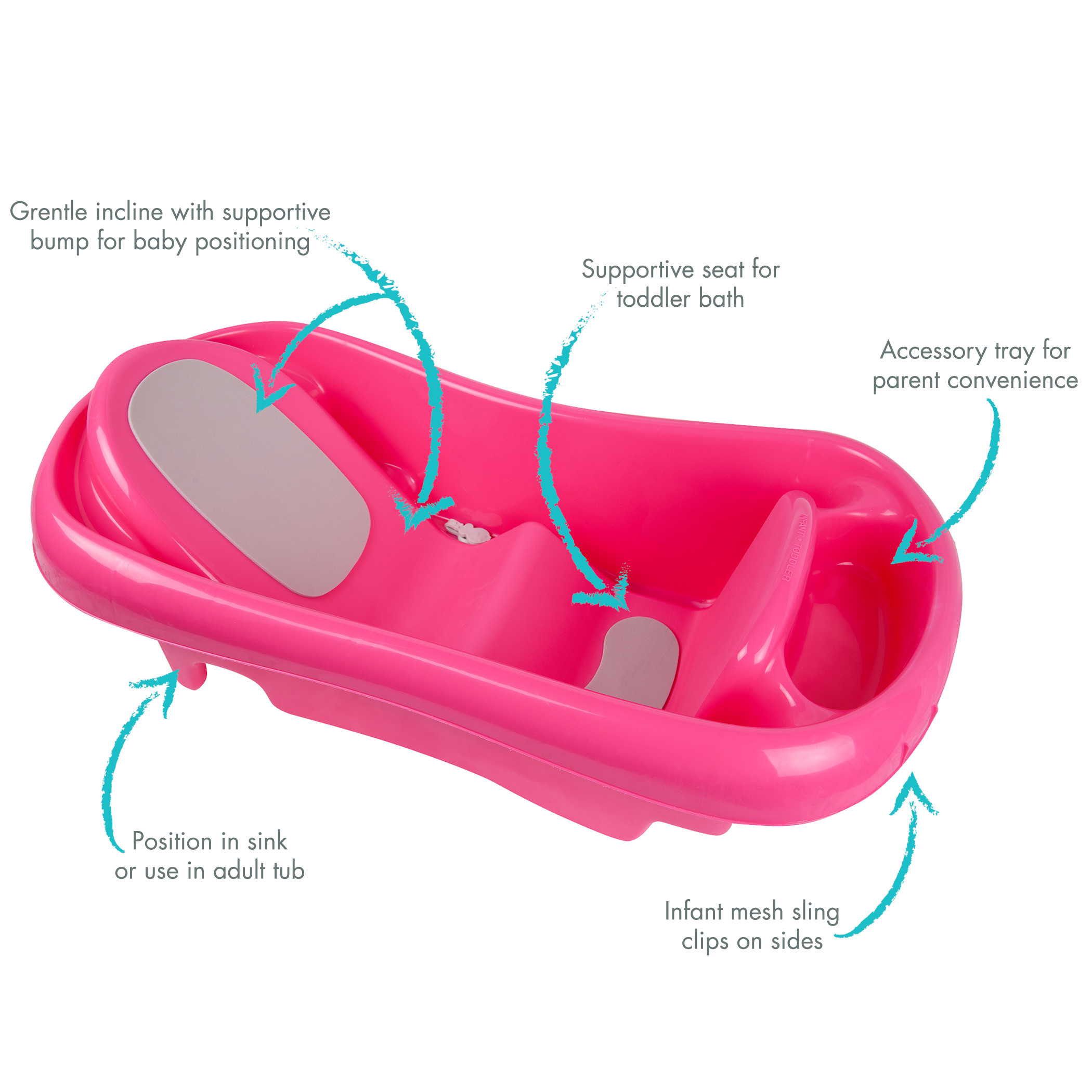 The First Years Y7135 Sure Comfort Deluxe Newborn To Toddler Tub Pink - image 3 of 7