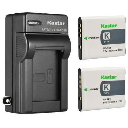 Kastar 2-Pack Battery and AC Wall Charger Replacement for Sony NP-BK1 NP-FK1 Battery  Sony BC-CSK Charger  Sony Cyber-shot DSC-W180  Cyber-shot DSC-W190  Cyber-shot DSC-W370 Cameras