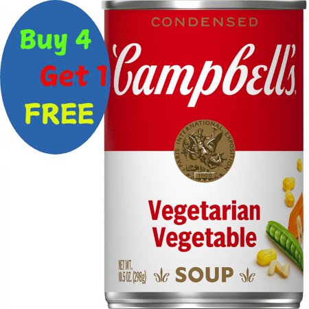 Campbell's Condensed Vegetarian Vegetable Soup, 10.5 oz Can.(Buy 4 Get 1 FREE)