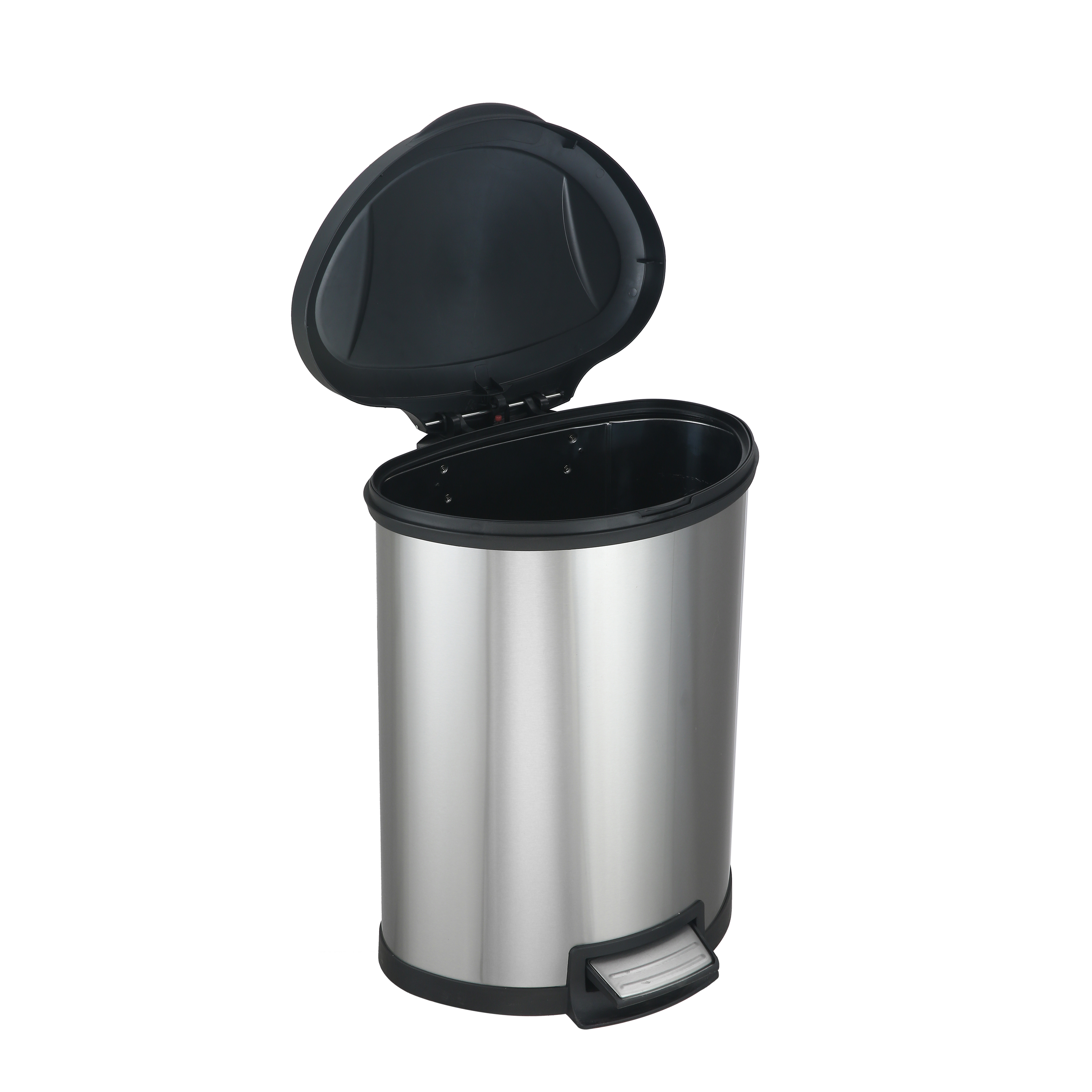 Mainstays 14.2 gal/54 Liter Stainless Steel Semi Round Kitchen Garbage Can with Lid - image 2 of 5