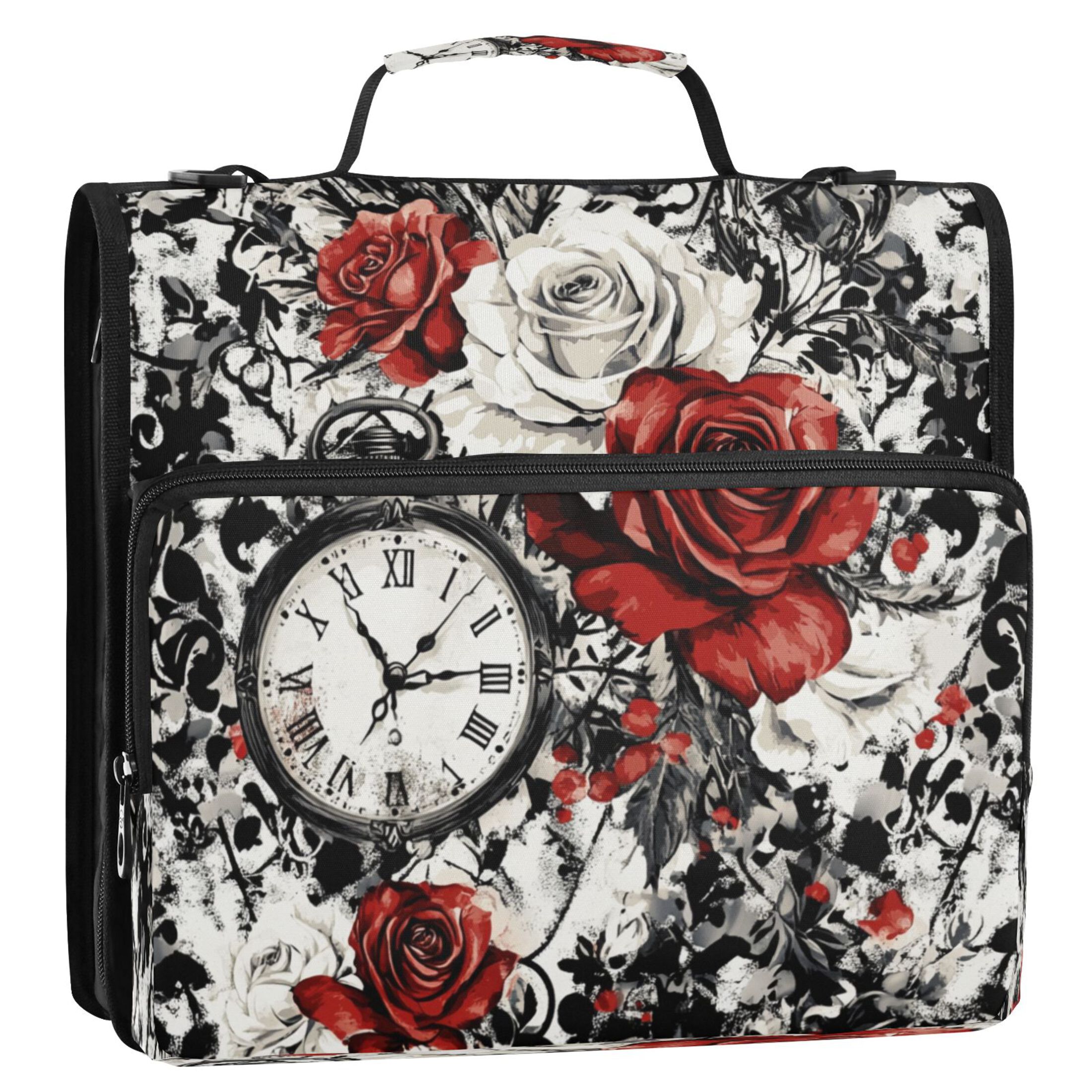 YAZAOO Zipper Binder trapper keeper Documents Organized Design Timeless Roses Printed
