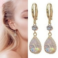 thumbnail image 3 of CILENON Pearl Super Flash Zircon Water Drop Earrings Exquisite Crystal Zircon Earrings 2022 Earrings All Earrings (Gold,One Size), 3 of 6