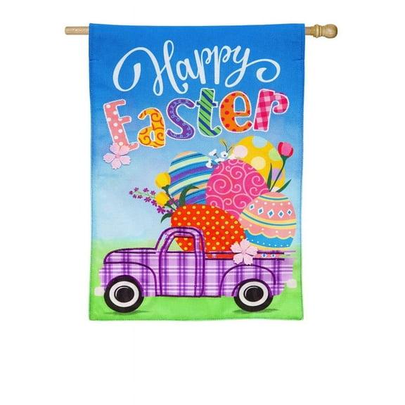 Evergreen Flag, Easter Plaid Truck House Burlap Flag, 44'' x 1.7'' inches
