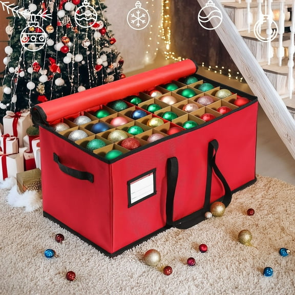 Detachable Christmas Ornament Storage Box - Multifunctional Stackable Ball Organizer Container with Handles, Holiday Decoration Holder Portable Tote for Baubles Tree Decorations Festive Supplies
