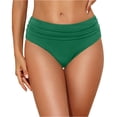 thumbnail image 2 of Dresfit Women's High Waisted Bikini Bottoms - Sexy Minimal Coverage Swim Briefs Dark Green M, 2 of 6