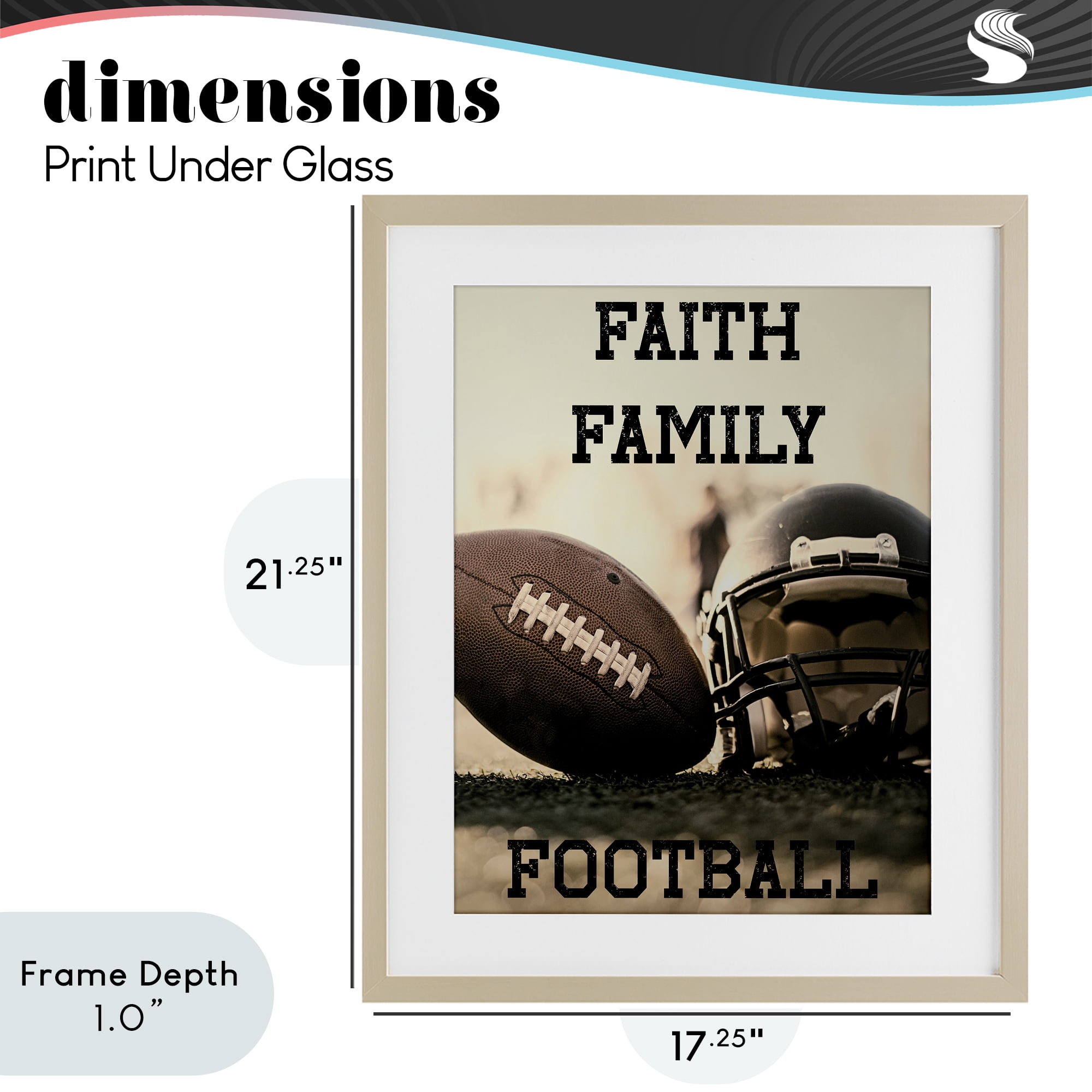 Stupell Industries Faith Family Football Birch Framed Print Under Glass, design by Jesse Keith