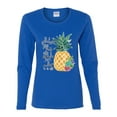 thumbnail image 2 of Pineapple Stand Tall Wear Crown And Stay Sweet Inside Arty Inspirational Pop Culture Womens Graphic Long Sleeve T-Shirt, Royal, X-Large, 2 of 3