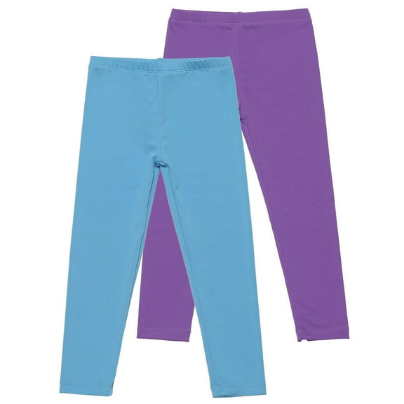 CYRBOKO Girls Leggings, Cotton 2-piece Soft Elastic Waist Skinny Pants Purple Size 5-6 T