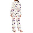 thumbnail image 4 of FOR U DESIGNS Purple Butterfly Womens Button Down Pajama Sets Long Sleeve Pj Pants Set 2 Piece Size XL Sleepwear Long Tops for Women Button Up Loungewear with Pockets, 4 of 7