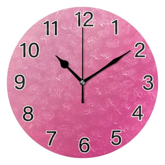 Ryvnso Gradient Pink Wall Clock Non Ticking Silent Kitchen Clock Battery Operated Clocks 10 inch