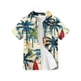 thumbnail image 4 of Abcomgle Hawaiian Shirt for Boys Size 7/8 Button Down Short Sleeve Boys Spring Shirts Cartoon Palm Tree Print Cruise Boys Floral Shirt,Navy,9-10Years, 4 of 5