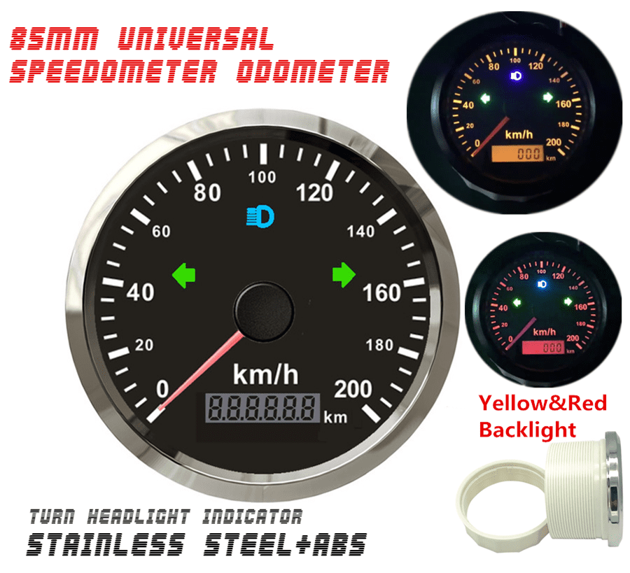 3 3/8” 85mm Motorcycle GPS Speedometer 200 km/h Odometer OverSpeed