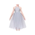 thumbnail image 1 of Robe Fille Grise Col Halter Fête Dentelle Tulle Élégante Sans Manches 6 Ans, 1 of 7