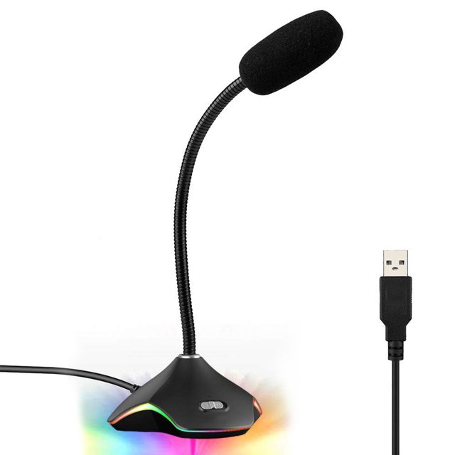 Micrófono USB Micrófono de condensador de escritorio con luces de colores Vogacara EL011666-00