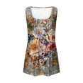 thumbnail image 4 of Women's Tank Tops Summer Loose T-shirt Sleeveless Shirt Beautiful Floral Print Vest Round Neck Loose Casual Oversize Blouses Top, 4 of 5