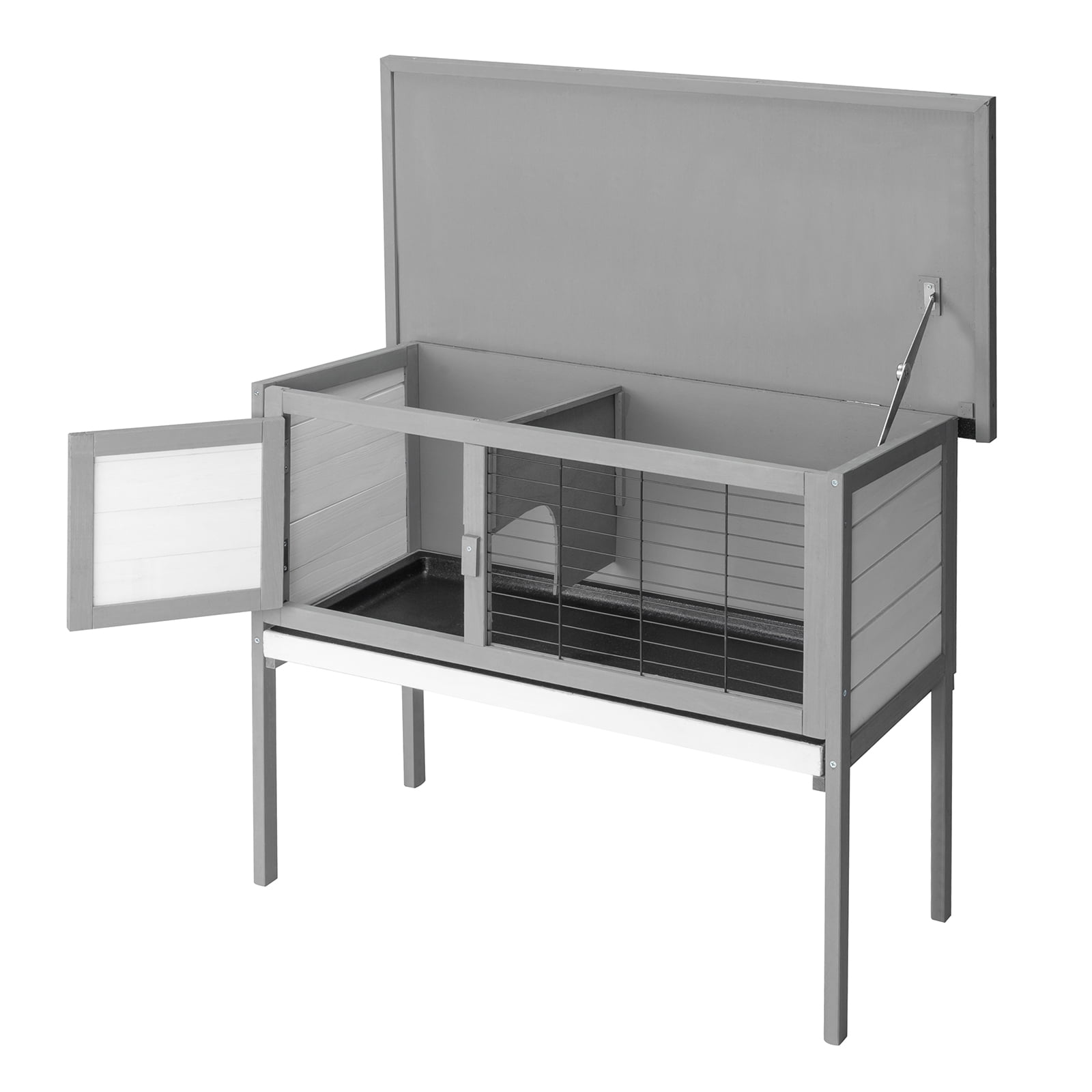 ZephyPaws Rabbit Hutch,36" Single Deck Waterproof Wooden Chicken Coop Wire Hen Quail House Indoor Outdoor Use,Bunny Cage Small Pet Animal Poultry Cage (Gray)