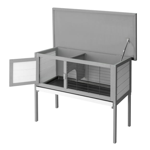 ZephyPaws 36" Single Deck Waterproof Wooden Chicken Coop Hen House Pet Animal Poultry Cage Rabbit Hutch Gray