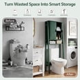 thumbnail image 5 of YOCWO Over The Toilet Storage Cabinet with Vertical Fluted Texture, Storage Cabinet Over Toilet with 2 Sliding Doors and Open Shelf, Home Space Saver for Bathroom Laundry Room Living Room, Green, 5 of 9