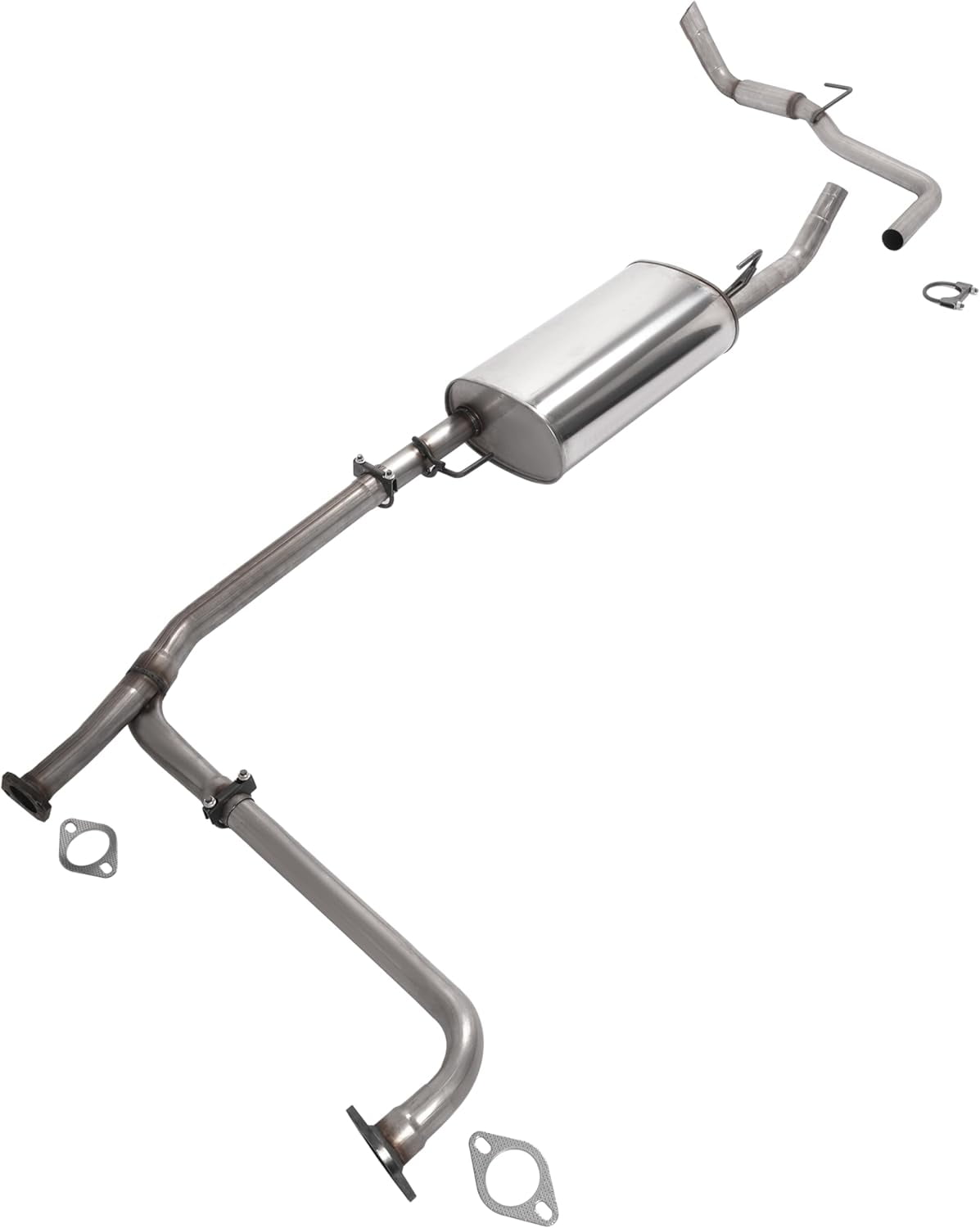 Kojem Exhaust System Assembly for 2007-2019 Nissan Frontier 4.0L Crew Cab Pick Up 73.3 Bed with 139.9 Wheelbase 409 Stainless Steel Silvery