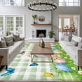 thumbnail image 3 of Large Area Rugs for Living Room Bedroom, Easter 6'x9' Rug Washable Carpet Runner Indoor Outdoor, Spring Colorful Easter Eggs Bunny Butterfly Green Non Slip Floor Mats Rug for Kitchen, Playroom, 3 of 8