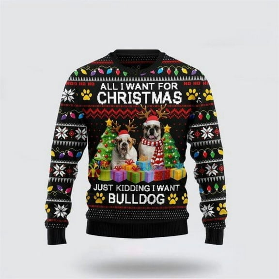 Bulldog Christmas Christmas Sweater – Pet Lover Christmas Sweater
