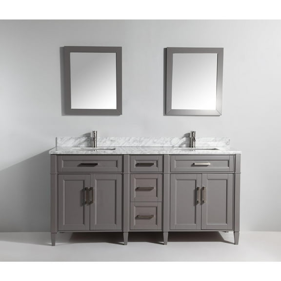 Vanity Art 72 in. Double Sink Bathroom Vanity Set, Gray
