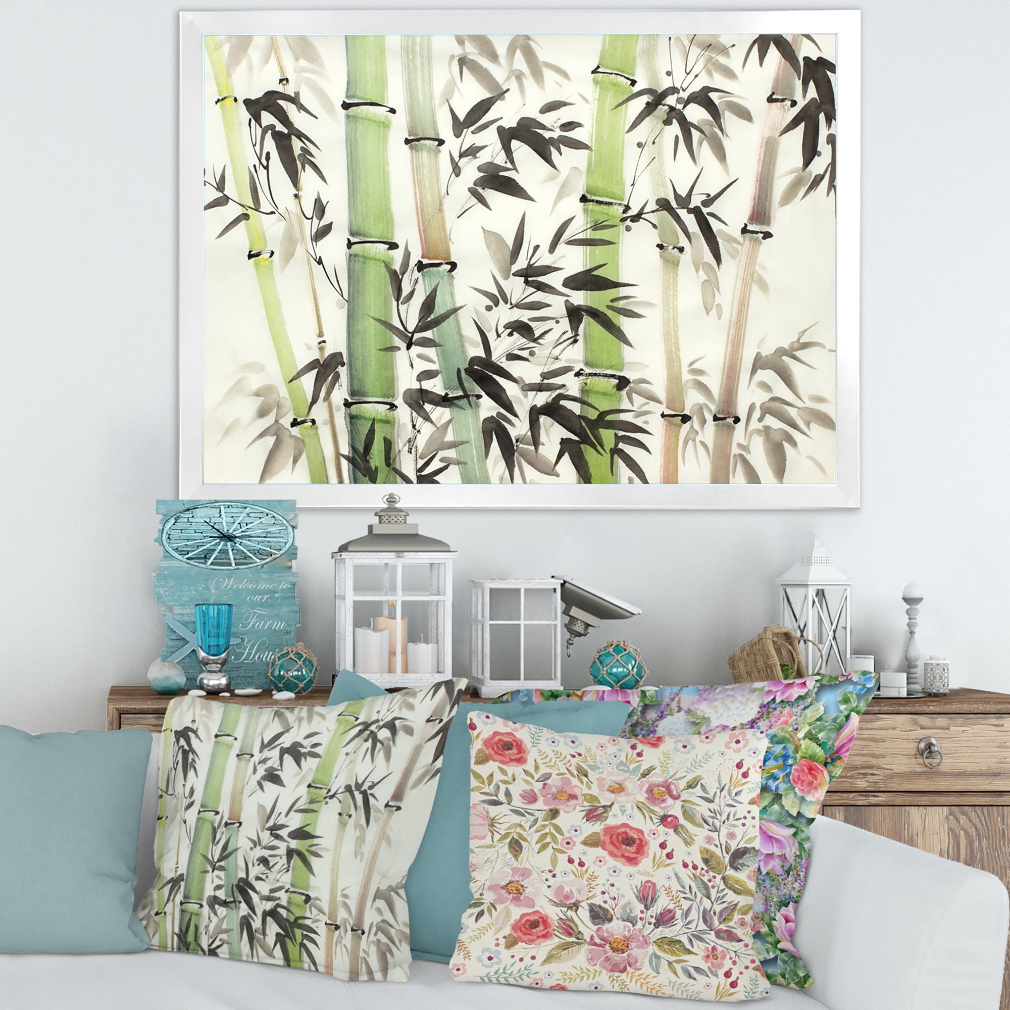 Designart 'The Forest of Bamboo Branches II' Lake House Framed Art Print