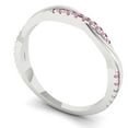 thumbnail image 2 of 0.16 ctw Wedding Band for Women - 14K White Gold Simulated Pink Diamond Stackable Eternity Ring, 2 of 6