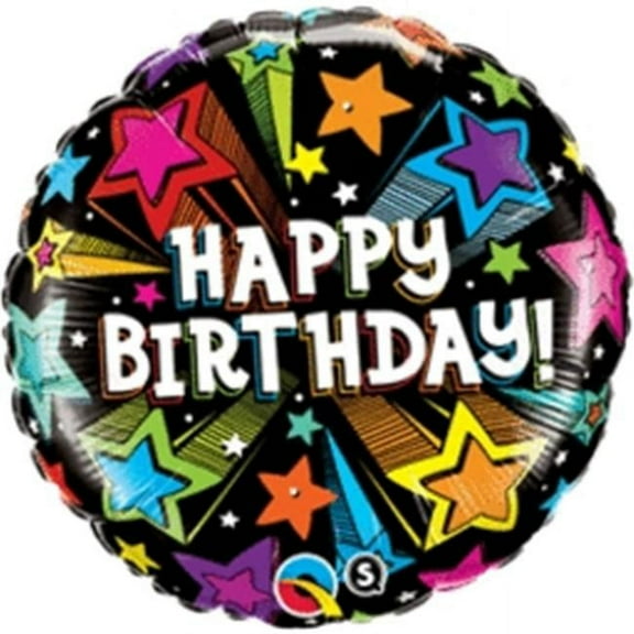 Qualatex Birthday Colorful Shooting Stars 18 Inch Foil Mylar Balloon [41660]