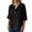 Black, variant on Womens Athletic Tops Shirts V Neck Button Down Loose Button Solid Color Short Sleeved Womens Clothes,Black,L