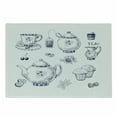thumbnail image 1 of Blue and White Cutting Board, Hand Drawn Teapots and Cups Muffins and Bags Vintage English Tradition, Decorative Tempered Glass Cutting and Serving Board, Small Size, Navy Blue White, by Ambesonne, 1 of 1