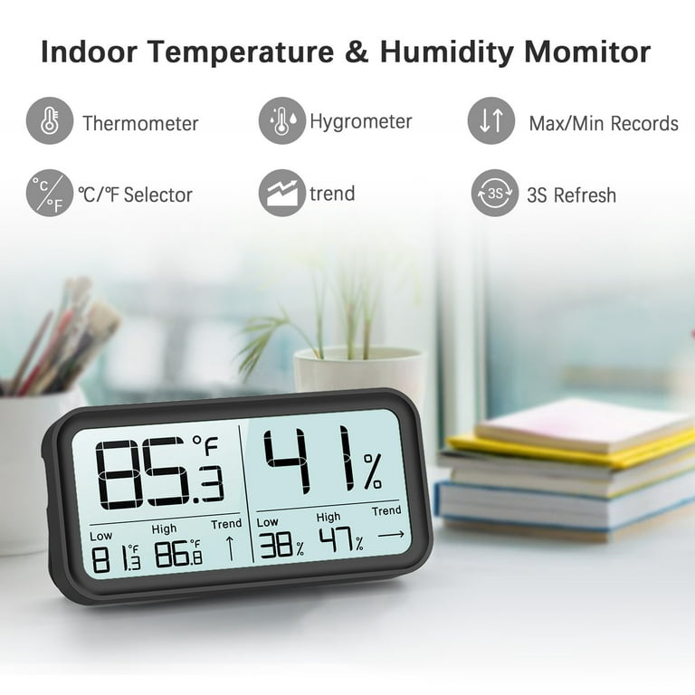 BFOUR Indoor Hygrometer Thermohygrometers Digital Thermometer Hygrometer  Thermometer Room Temperature Meter